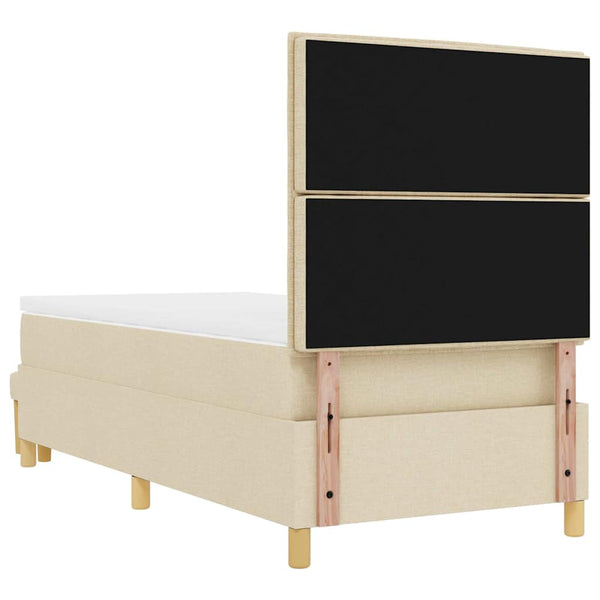 vidaXL Box Spring Bed with Pillows and Headboard Cream 200 x 90 cm Fabric