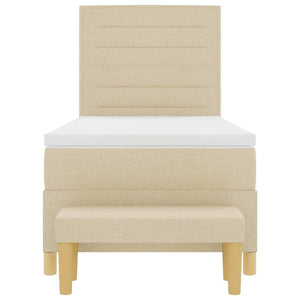vidaXL Box Spring Bed with Pillows and Headboard Cream 200 x 90 cm Fabric