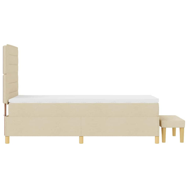 vidaXL Box Spring Bed with Pillows and Headboard Cream 200 x 90 cm Fabric