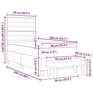 vidaXL Box Spring Bed with Pillows and Headboard Cream 200 x 90 cm Fabric