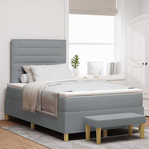 vidaXL Box Spring Bed with Headboard Light Gray 190 x 120 cm Fabric