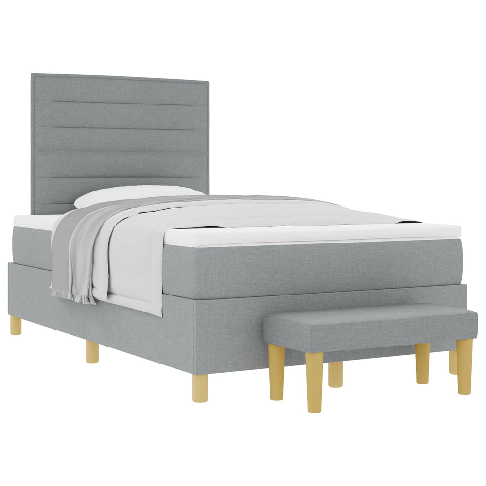 vidaXL Box Spring Bed with Headboard Light Gray 190 x 120 cm Fabric
