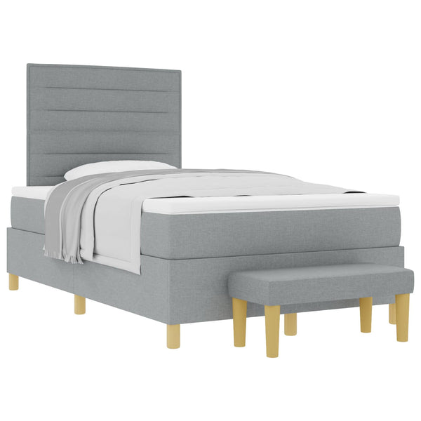 vidaXL Box Spring Bed with Headboard Light Gray 190 x 120 cm Fabric