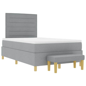 vidaXL Box Spring Bed with Headboard Light Gray 190 x 120 cm Fabric
