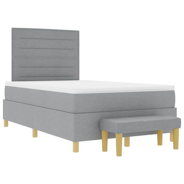 vidaXL Box Spring Bed with Headboard Light Gray 190 x 120 cm Fabric