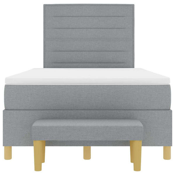 vidaXL Box Spring Bed with Headboard Light Gray 190 x 120 cm Fabric