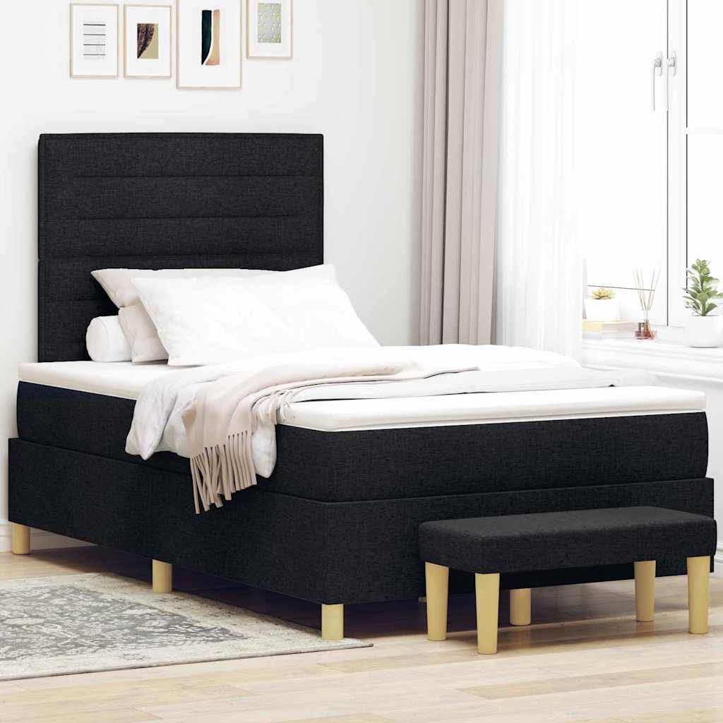 vidaXL Box Spring Bed with Headboard Black 190 x 120 cm Fabric