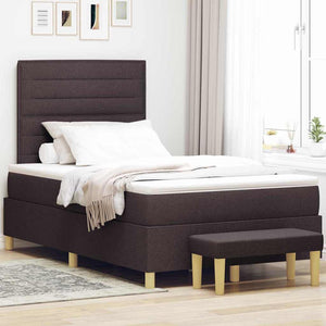 vidaXL Box Spring Bed with Headboard Dark Brown 190 x 120 cm Fabric