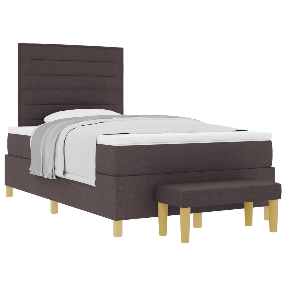 vidaXL Box Spring Bed with Headboard Dark Brown 190 x 120 cm Fabric