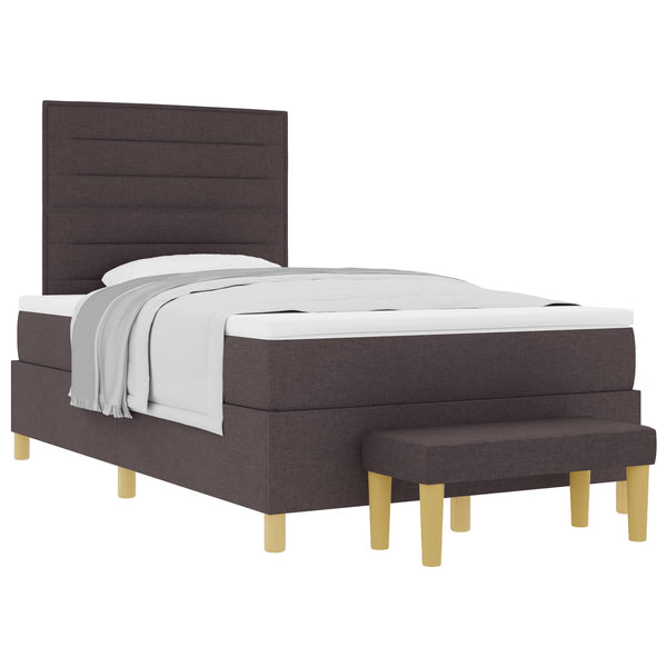 vidaXL Box Spring Bed with Headboard Dark Brown 190 x 120 cm Fabric