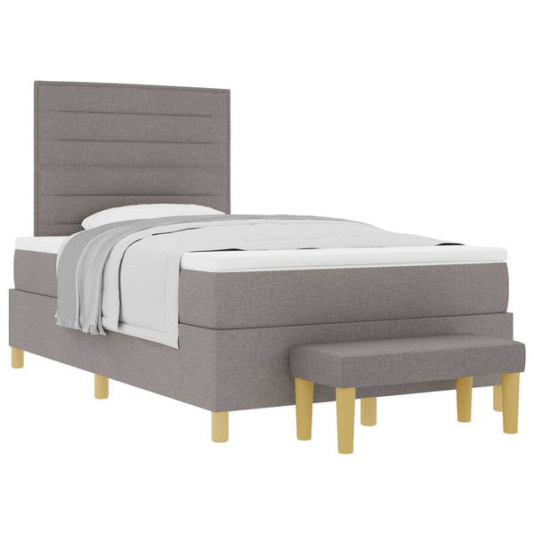 vidaXL Box Spring Bed with Headboard Taupe 190 x 120 cm Fabric