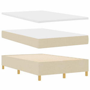 vidaXL Box Spring Bed with Cushions and Headboard Cream 190 x 120 cm Fabric