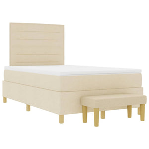 vidaXL Box Spring Bed with Cushions and Headboard Cream 190 x 120 cm Fabric