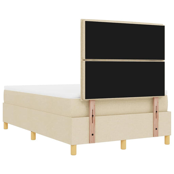 vidaXL Box Spring Bed with Cushions and Headboard Cream 190 x 120 cm Fabric