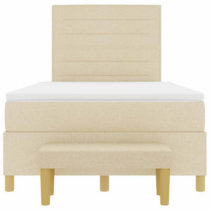 vidaXL Box Spring Bed with Cushions and Headboard Cream 190 x 120 cm Fabric