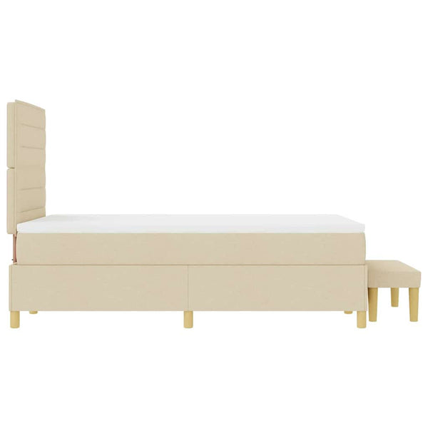 vidaXL Box Spring Bed with Cushions and Headboard Cream 190 x 120 cm Fabric