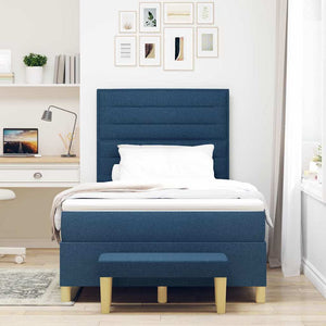 vidaXL Box Spring Bed with Pillows and Headboard Blue 190 x 120 cm Fabric