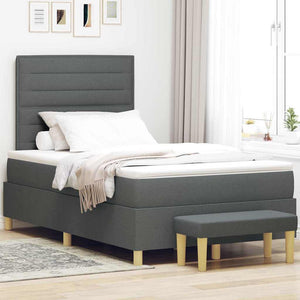 vidaXL Box Spring Bed with Headboard Dark Grey 200 x 120 cm Fabric