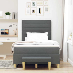 vidaXL Box Spring Bed with Headboard Dark Grey 200 x 120 cm Fabric
