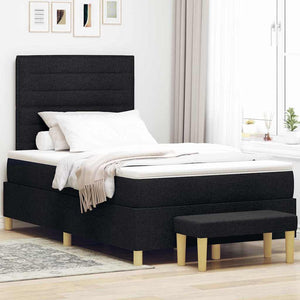 vidaXL Box Spring Bed with Headboard Black 200 x 120 cm Fabric