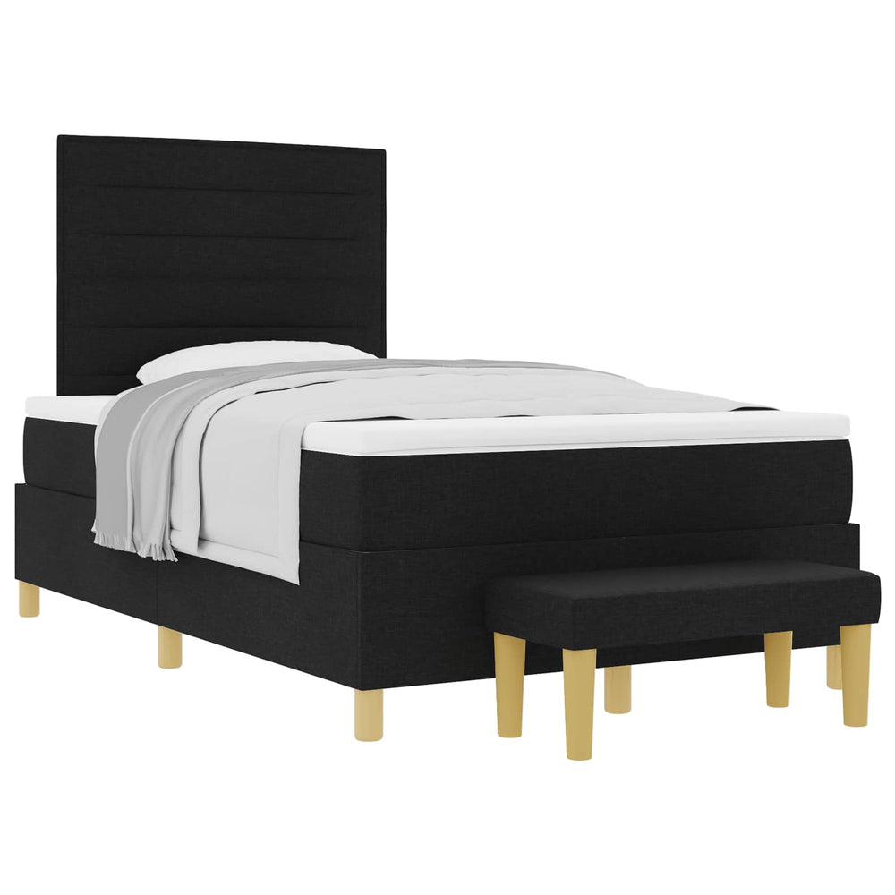 vidaXL Box Spring Bed with Headboard Black 200 x 120 cm Fabric
