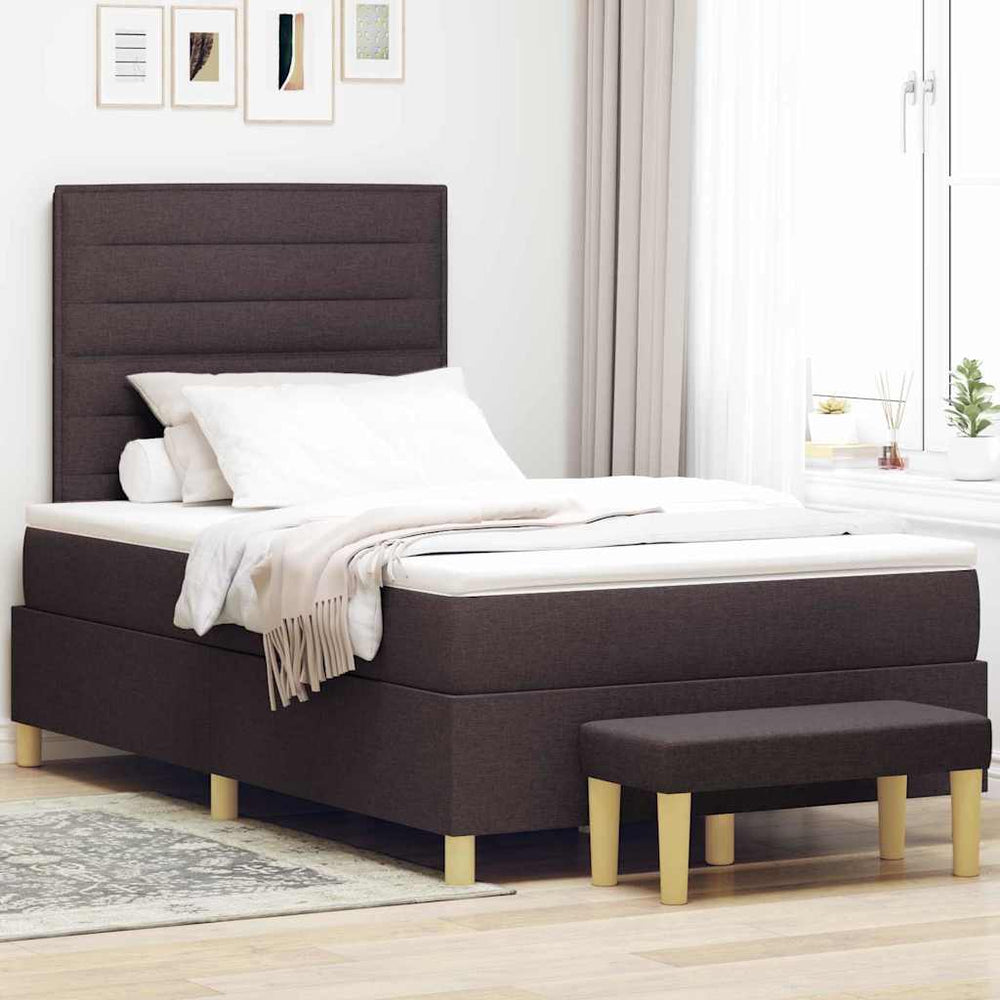vidaXL Box Spring Bed with Headboard Dark Brown 200 x 120 cm Fabric