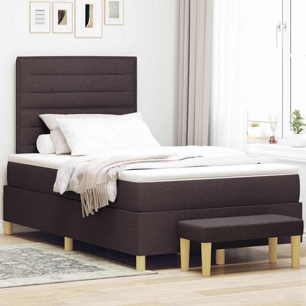 vidaXL Box Spring Bed with Headboard Dark Brown 200 x 120 cm Fabric