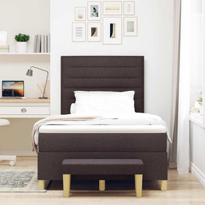 vidaXL Box Spring Bed with Headboard Dark Brown 200 x 120 cm Fabric