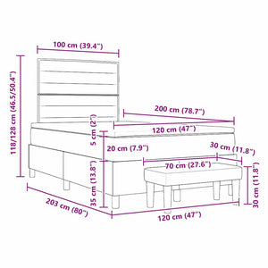 vidaXL Box Spring Bed with Headboard Dark Brown 200 x 120 cm Fabric