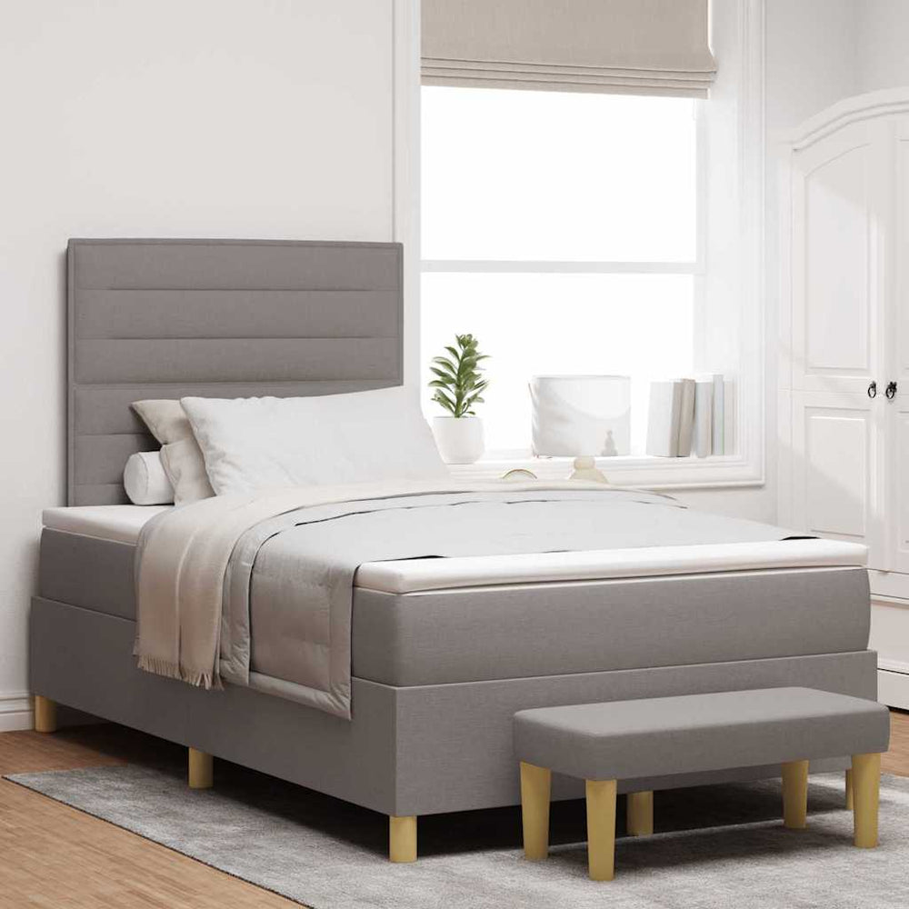 vidaXL Box Spring Bed with Headboard Taupe 200 x 120 cm Fabric