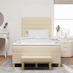 vidaXL Box Spring Bed with Headboard Cream 200 x 120 cm Fabric
