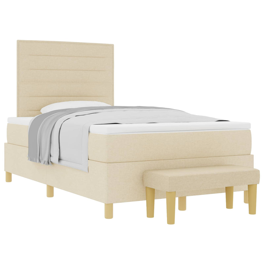 vidaXL Box Spring Bed with Headboard Cream 200 x 120 cm Fabric