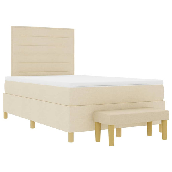 vidaXL Box Spring Bed with Headboard Cream 200 x 120 cm Fabric