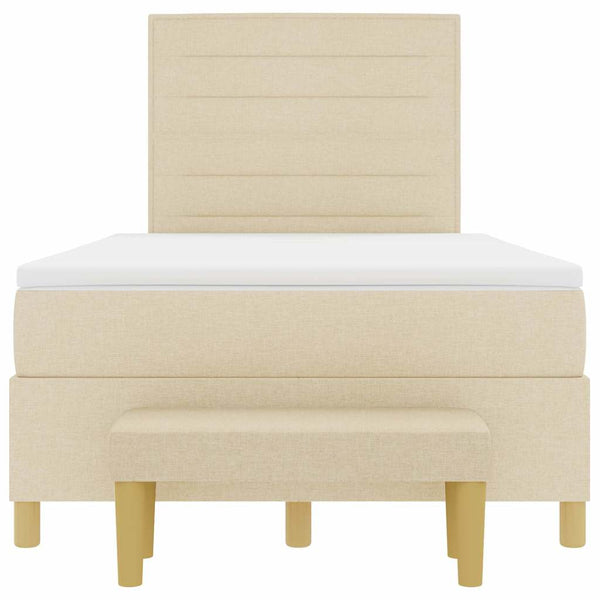 vidaXL Box Spring Bed with Headboard Cream 200 x 120 cm Fabric