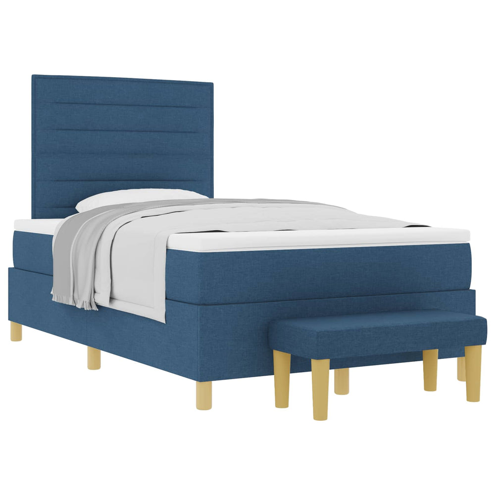 vidaXL Box Spring Bed with Headboard Blue 200 x 120 cm Fabric
