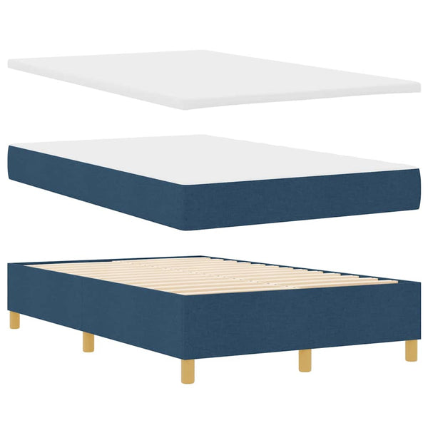 vidaXL Box Spring Bed with Headboard Blue 200 x 120 cm Fabric