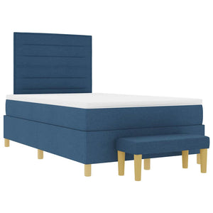 vidaXL Box Spring Bed with Headboard Blue 200 x 120 cm Fabric