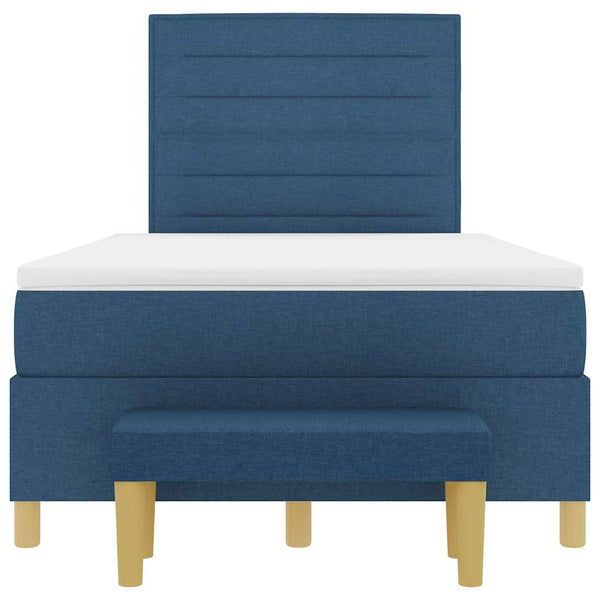 vidaXL Box Spring Bed with Headboard Blue 200 x 120 cm Fabric