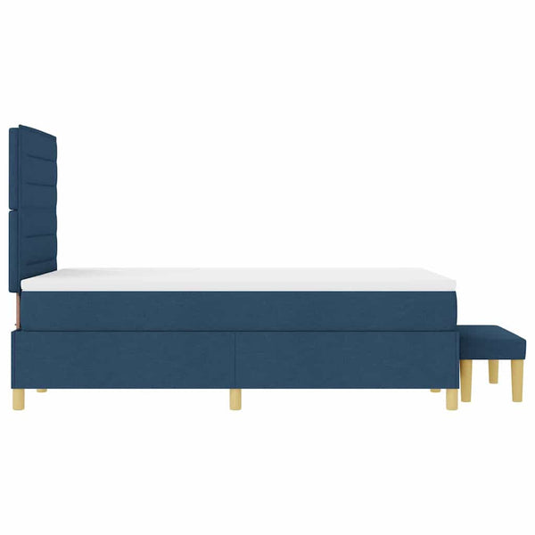 vidaXL Box Spring Bed with Headboard Blue 200 x 120 cm Fabric