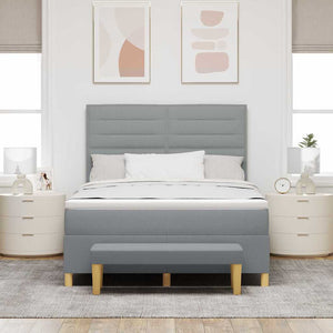 vidaXL Box Spring Bed with Cushions Light Grey 200 x 140 cm Fabric