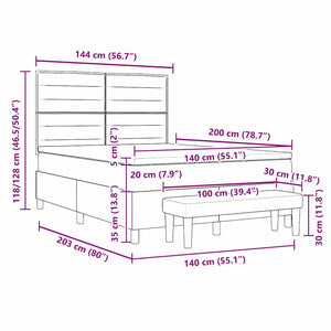 vidaXL Box Spring Bed with Cushions Light Grey 200 x 140 cm Fabric