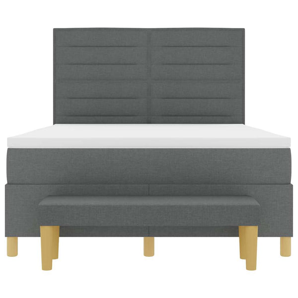 vidaXL Box Spring Bed with Pillows Dark Gray 200 x 140 cm Fabric