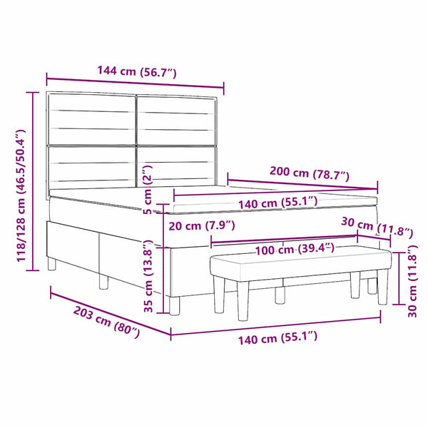 vidaXL Box Spring Bed with Pillows Dark Gray 200 x 140 cm Fabric