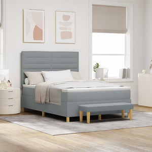 vidaXL Box Spring Bed with Cushions Light Grey 200 x 160 cm Fabric