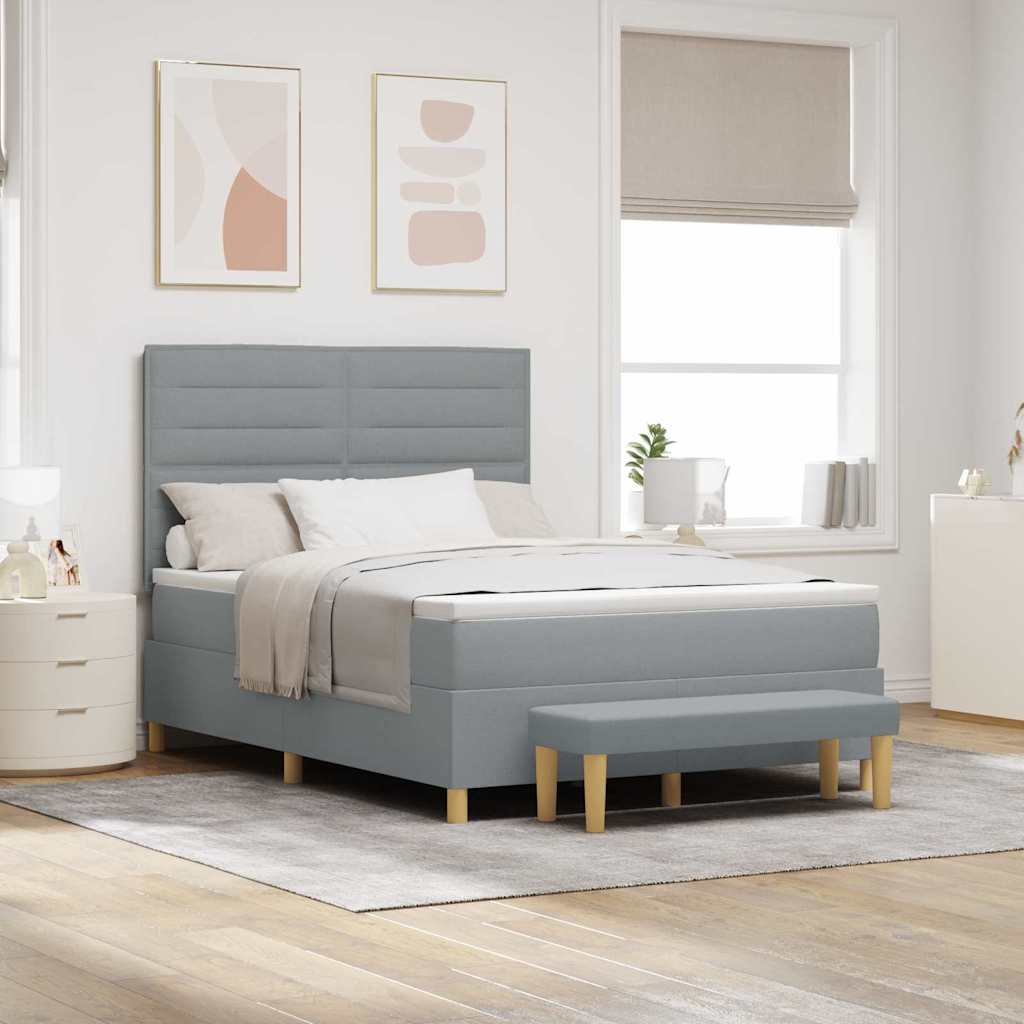 vidaXL Box Spring Bed with Cushions Light Grey 200 x 160 cm Fabric