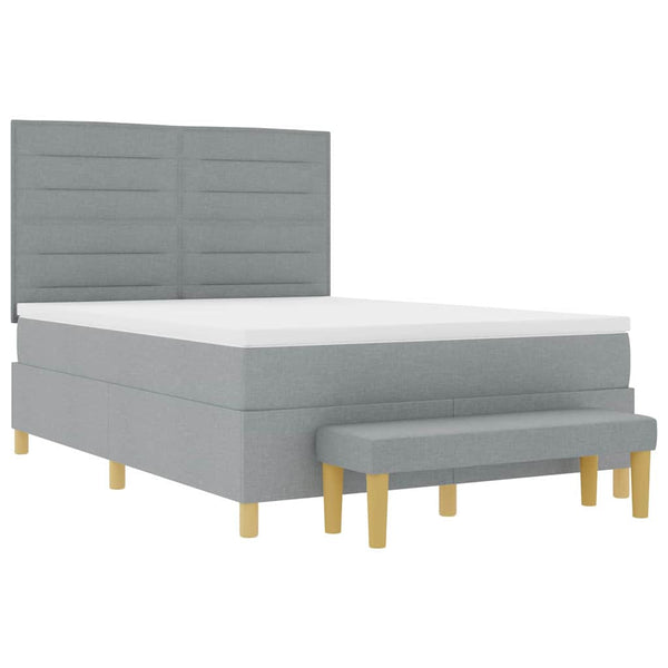 vidaXL Box Spring Bed with Cushions Light Grey 200 x 160 cm Fabric