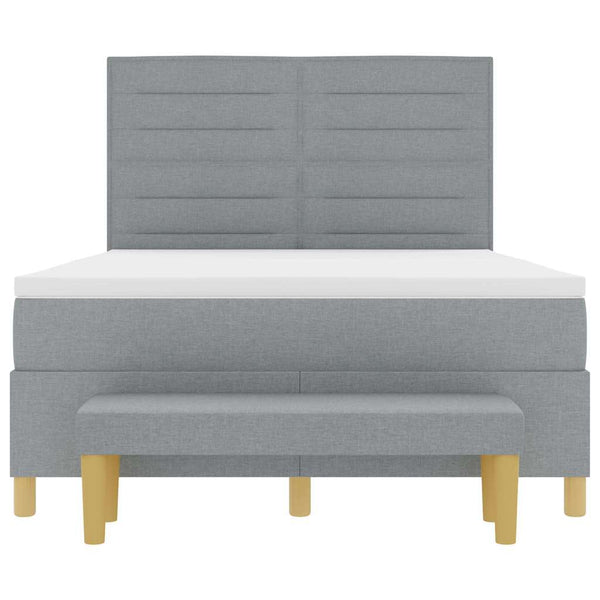 vidaXL Box Spring Bed with Cushions Light Grey 200 x 160 cm Fabric