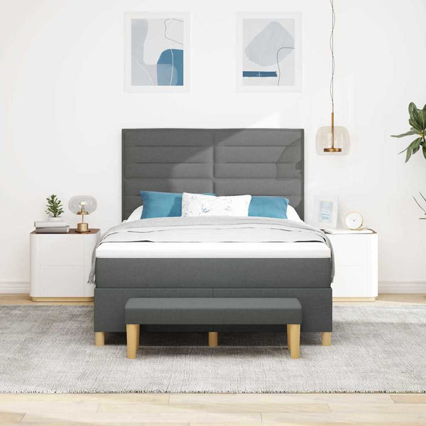 vidaXL Box Spring Bed with Pillows Dark Gray 200 x 160 cm Fabric