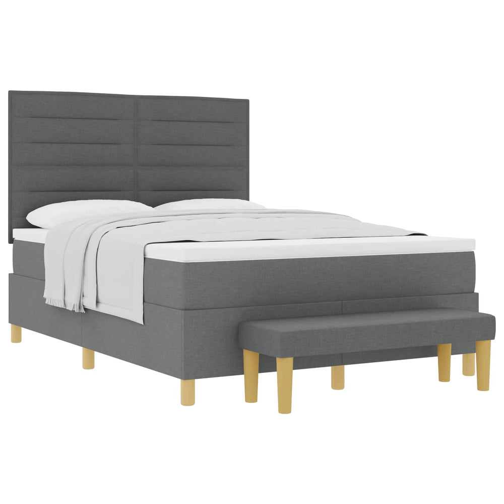 vidaXL Box Spring Bed with Pillows Dark Gray 200 x 160 cm Fabric