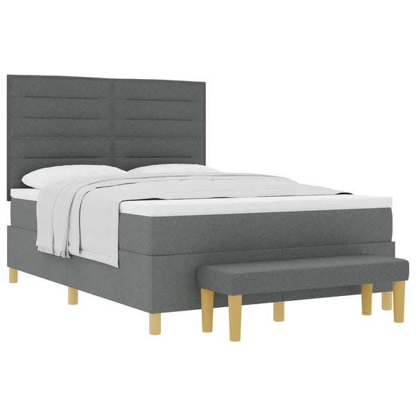 vidaXL Box Spring Bed with Pillows Dark Gray 200 x 160 cm Fabric